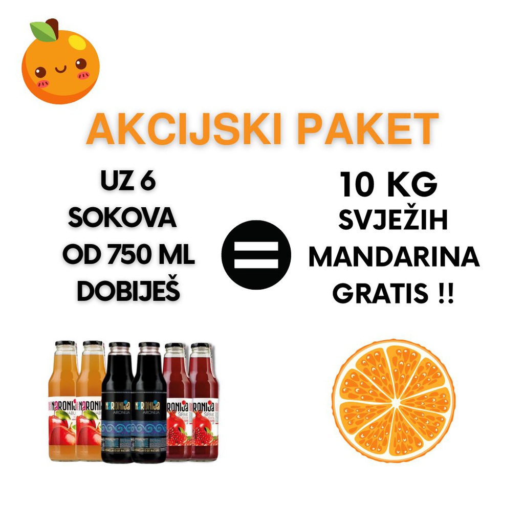 Akcijski paket 6 sokova + 10KG mandarina gratis